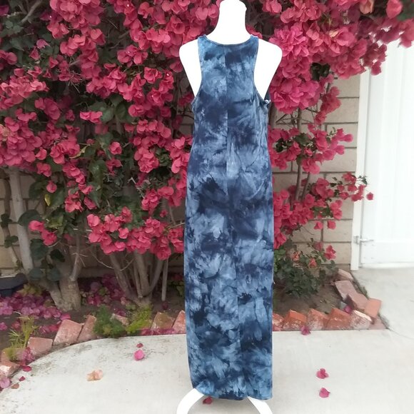 Roller Coaster Knit Dress Long Navy Blue Maxi Tie Dye Large Festivals - Picture 5 of 6